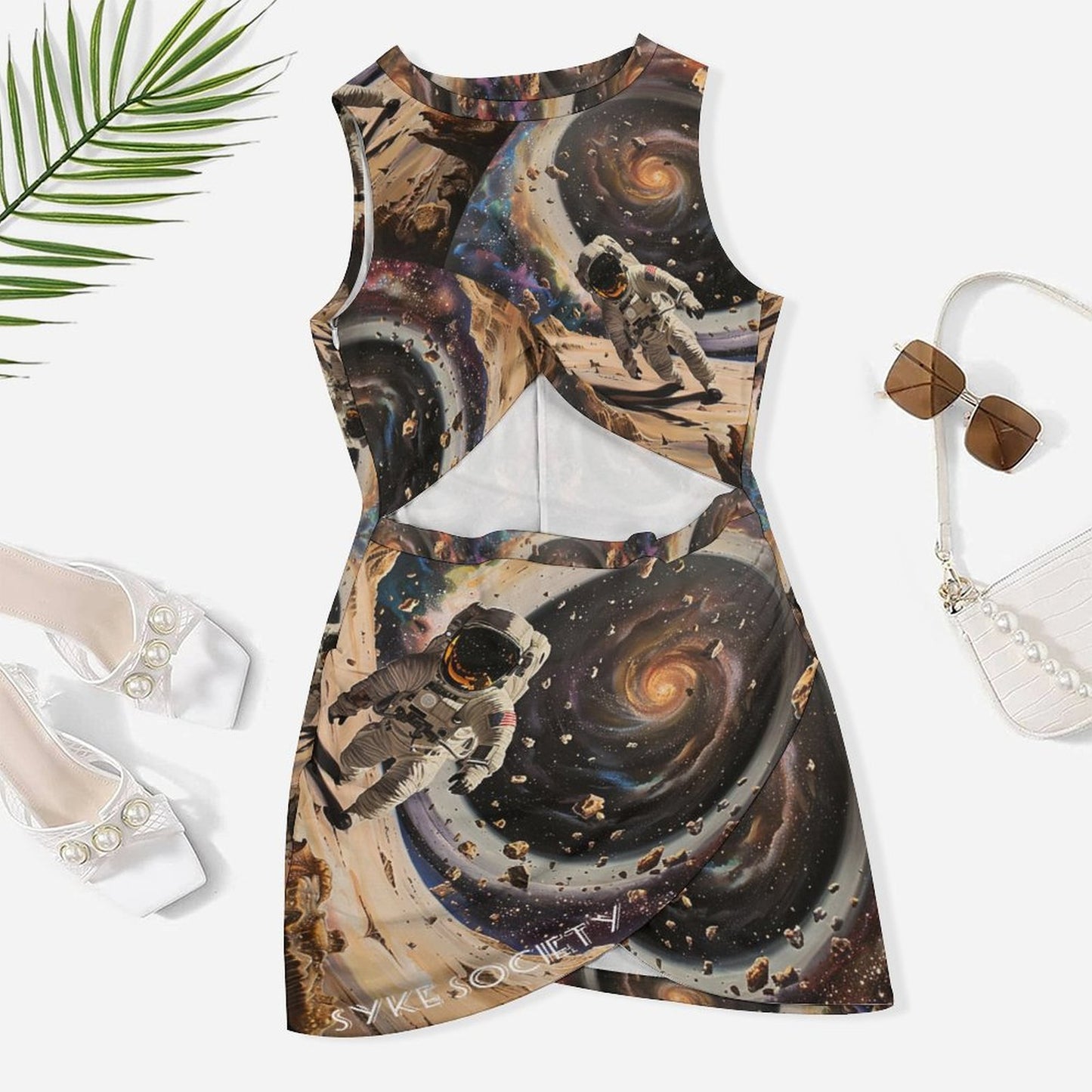 SYKE U THOT Chocolate Galaxy Cutout Bodycon Slim Fit Dress